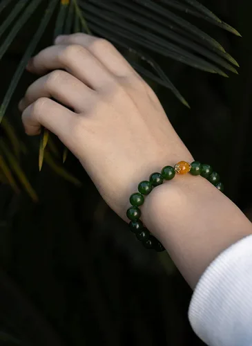 Miniatura 21 de Pulseras de cristal con cuentas de Charka para mujer, hechas a mano con aventurina verde de 0.315 pulgadas (0.315 in), pulseras de piedra de cristal