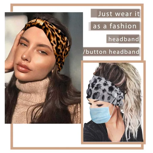 Miniatura 4 de Diadema con botones bohemios, bandas anchas anudadas, diademas elásticas para enfermeras, bandas para la cabeza para mujeres, para entrenamiento