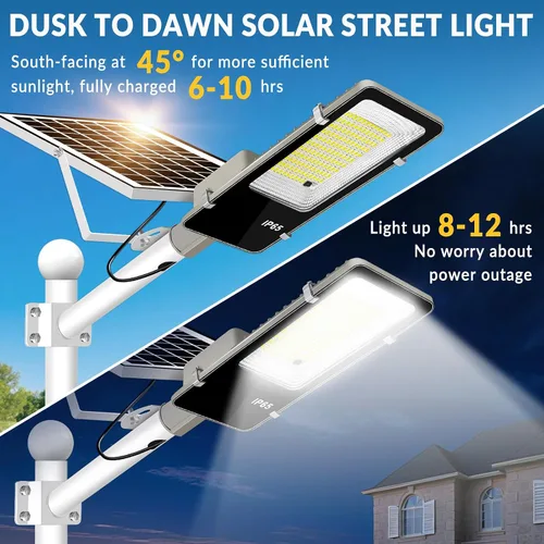 Miniatura 4 de Luces solares impermeables para exteriores IP65: paquete de 2 luces solares de calle de 10000 mAh, luces solares para exteriores del atardecer al