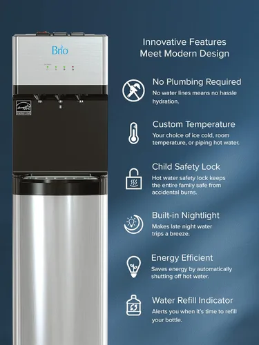 Miniatura 5 de Brio 520 despachador refrigerador de carga inferior para botella de 5 galones con filtro de 2 etapas Opciones de agua caliente, fría y a Inoxidable