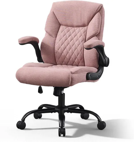 Miniatura 10 de Silla de oficina ejecutiva de piel sintética con ruedas, sillas de escritorio pequeñas giratorias de 360° con brazos acolchados, silla ergonómica