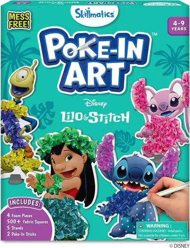 Skillmatics Poke-in Art - Personajes de Lilo & Stitch, diversión sin desorden para niños, kits de manualidades de madera, actividad creativa,