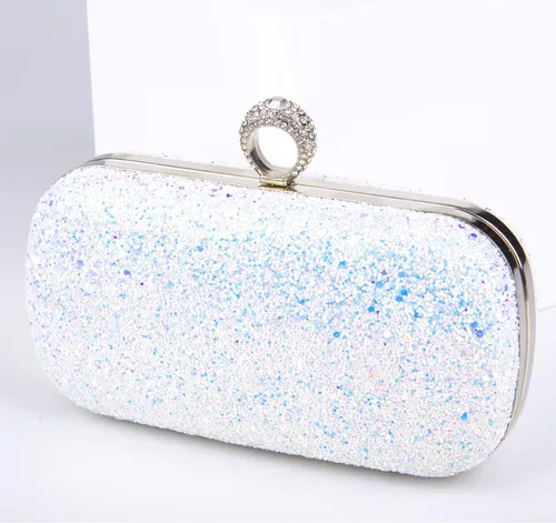 Miniatura 8 de Bolsos de noche con purpurina y embragues para mujer, baile, boda, fiesta con dos cadenas