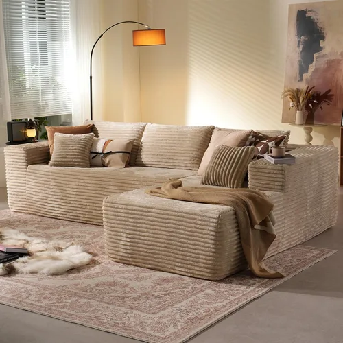 Miniatura 37 de 106" Cloud Boneless Couch with Chaise, L-Shape Deep Seat Sectional Couches, No Assembly Required, Convertible Modular Sleeper Sofa Bed, Living Room