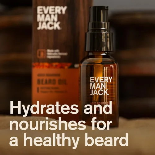 Miniatura 2 de Every Man Jack Aceite para barba para hombre, fragancia de bourbon envejecido, hidrata y suaviza profundamente tu barba y añade un brillo natural