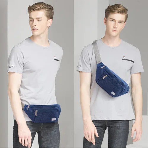 Miniatura 2 de TINYAT Riñonera grande de viaje ligera para hombres y mujeres con correa ajustable T206, Azul, Deportes