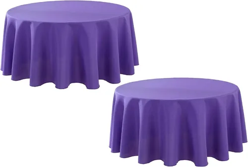 Miniatura 34 de Paquete de 2 Manteles Redondos de 120 Pulgadas de Carbón, Mantel de Poliéster Lavable para Uso en el Hogar, Fiestas, Bodas o Restaurantes.