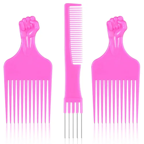 Miniatura 8 de 3 piezas de púas de pelo de metal para mujer, peinetas de salón de elevación de espalda con peine de acero inoxidable para mujeres y hombres (negro)