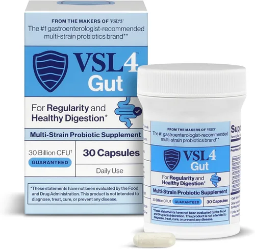 VSL4 Probióticos diarios intestinales para la salud intestinal, 30B UFC, soporte digestivo multicepa para mujeres y hombres, promueve el equilibrio
