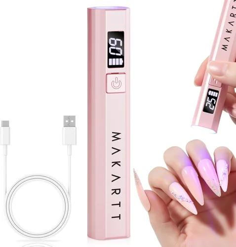 Makartt Luz UV de mano para uñas de gel – Mini lámpara LED UV portátil Lumière secador de uñas de secado rápido para curar esmalte de uñas Rosa