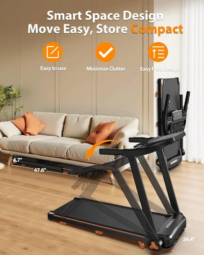 Miniatura 8 de Cinta de correr plegable para el hogar con inclinación, pantalla LED doble extragrande, velocidad máxima de 8.5 MPH, altavoz Bluetooth, capacidad