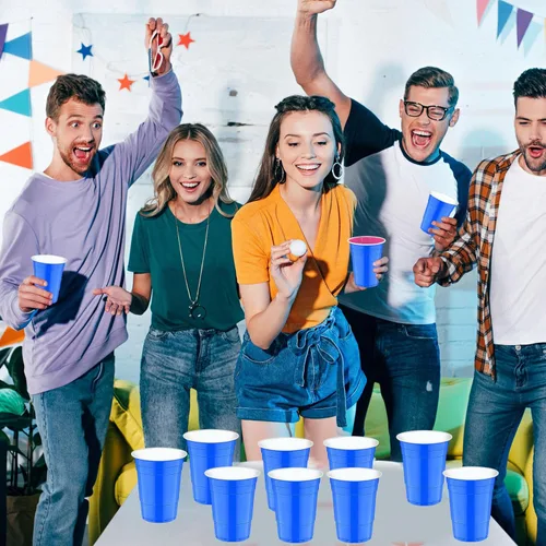 Miniatura 3 de 120 piezas 16 onzas Tazas de plástico azul Tazas de plástico para revelación de género Tazas de fiesta azules para beber Degustaciones servidas
