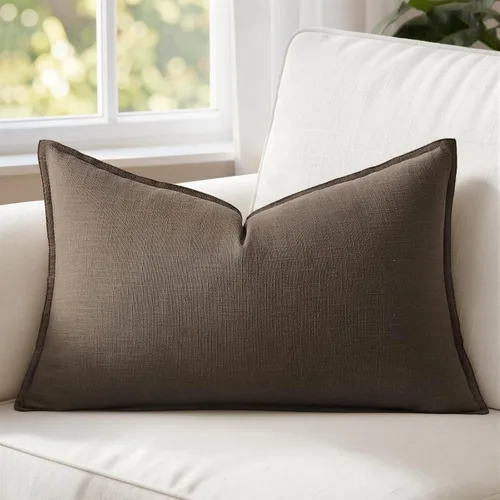 Miniatura 19 de MIULEE Fundas de almohada decorativas de lino de 12 x 20 pulgadas, almohadas neutras bohemias de cenizas azules para cama, paquete de 1 funda