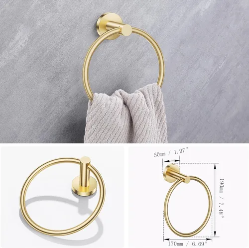 Miniatura 4 de Lairuier Juego de accesorios de baño, juego de 4 piezas para toallas que incluye soporte para papel higiénico, anillo para toallas y 2 ganchos