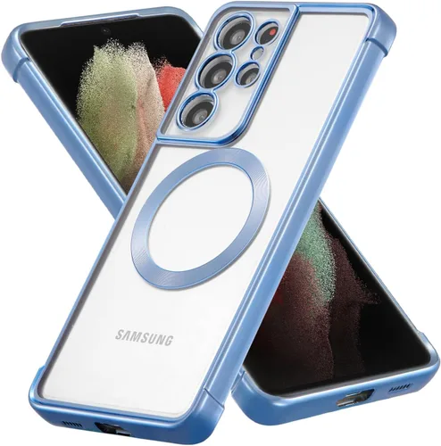 Miniatura 13 de RALEAVO Funda magnética para Samsung Galaxy S22 Ultra Clear [compatible con Magsafe y protección contra caídas de grado militar], transparente, a
