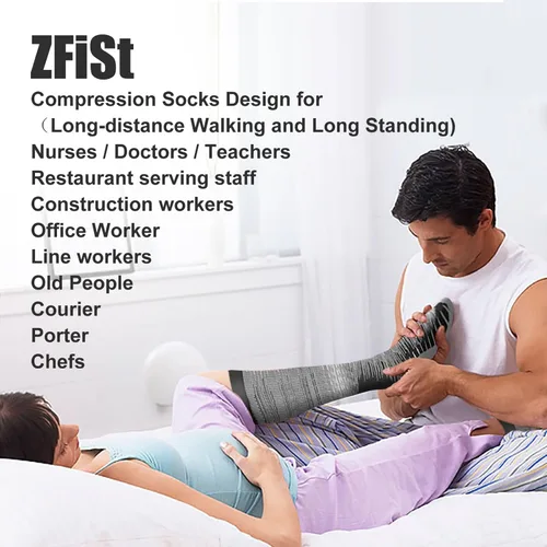Miniatura 2 de ZFiSt - Calcetines de compresión de talla grande para pantorrilla ancha para mujeres y hombres, medias de compresión deportiva para enfermeras