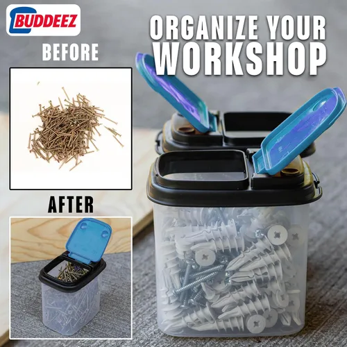 Miniatura 5 de Buddeez Contenedores de almacenamiento multiusos, cubos pequeños de almacenamiento de brocas y pernos, organizadores de hardware, recipientes Azul