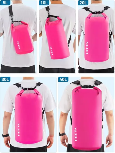 Miniatura 8 de HEETA - Bolsa seca impermeable para mujeres y hombres (versión actualizada) 5 L/10 L/20 L/30 L/40 L, bolsa de almacenamiento seca ligera con parte