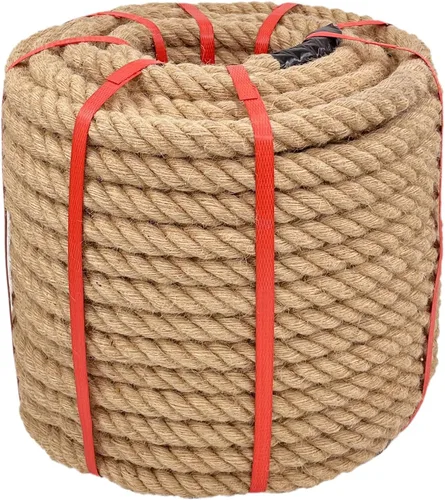 Miniatura 13 de Cuerda de Cáñamo Natural (1 pulgada x 50 pies) Cuerda de Manila Trenzada Cuerda de Yute Gruesa para Manualidades, Cuerda de Columpio de Porche