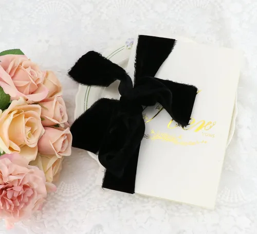 Miniatura 8 de MAYREEL Cinta de terciopelo negro de 2 pulgadas, cinta desgarrada a mano, borde deshilachado de seda para ramos de novia, invitaciones, libros