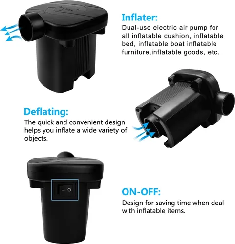 Miniatura 5 de Newpol Inflatable Bed Pump, Electric Air Pump with Free Swimming Ring for Air Mattress Beds, Inflatable Swimming Pools, Swimming Rings