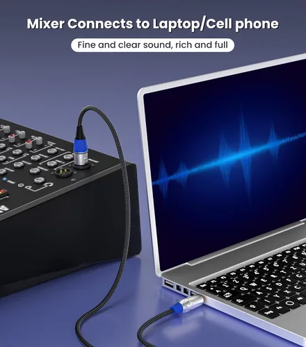 Miniatura 6 de Tisino - Cable de micrófono XLR a 3.5mm - 0.30 metros XLR hembra no balanceado a 9/64" para videocámaras, cámaras DSLR, dispositivo de grabación