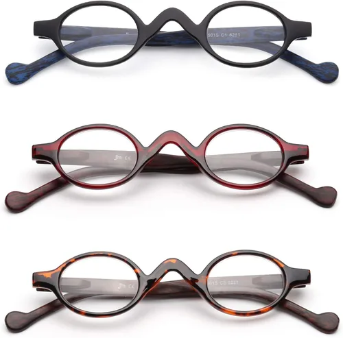 Miniatura 3 de Juego de 4 gafas de lectura retro redondas con bisagra de resorte JM para hombres y mujeres, 4 unidades mixtas 3 PAQUETES