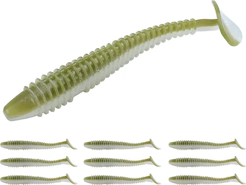 Miniatura 34 de RUNCL Swimbaits - Paleta de 10/20/30/40 unidades, cola de paleta de 5/4/3/2 pulgadas, señuelo suave para lubina de trucha, cebo de plástico duradero