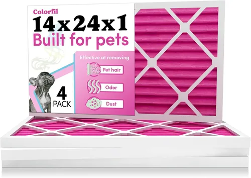 Miniatura 14 de Colorfil Filtro de aire de 14 x 20 x 1 (paquete de 4) Fabricado en los Estados Unidos Cambio de color Elimina el olor de gatos y perros MERV