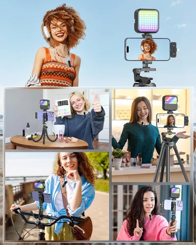 Miniatura 6 de Kit de inicio de YouTube para iPhone/Android, kit de inicio de YouTube con micrófono inalámbrico/trípode de cámara/trípode flexible/luz de relleno
