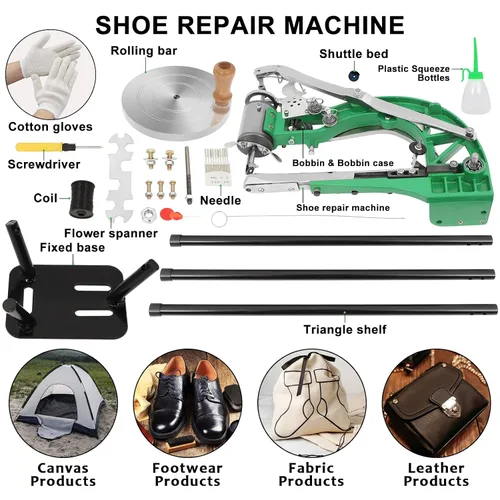 Miniatura 7 de Máquina de zapatero de cuero Máquina de coser de zapatero, máquina de reparación de zapatos con máquina de coser manual de línea de nailon