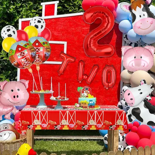 Miniatura 4 de Mantel de plástico desechable de granja para picnic, baby shower, cumpleaños, corral, granja, temática de animales, suministros de decoración