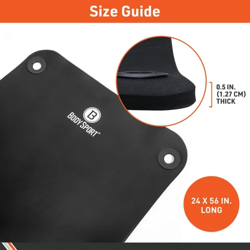 Miniatura 5 de BodySport TPE Exercise Mat for Men and Women – Workout Mat – Perfect for Gyms and Fitness Training – ½ in. Thick, Black