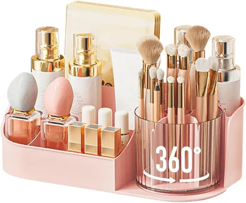 Miniatura 9 de DASITON Organizador de Maquillaje de Gran Capacidad con Soporte Giratorio de 360° para Brochas de Maquillaje, Organizadores de Almacenamiento