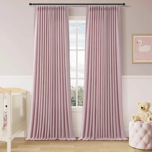 Miniatura 41 de Juego de 2 paneles de cortinas de ventana de cocina beige de 24 pulgadas de largo, con textura de lino, plisadas, filtrantes de luz, semi pequeñas
