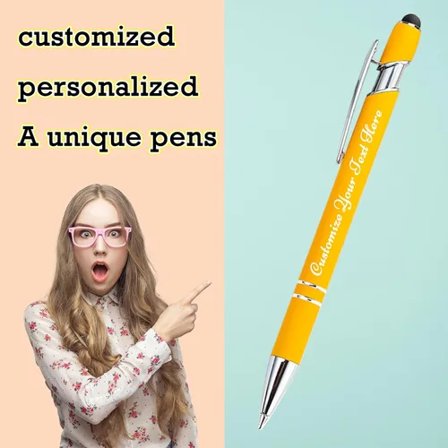 Miniatura 5 de Bolígrafos personalizados, bolígrafo grabado personalizado con punta de lápiz capacitivo, bolígrafo de tinta retráctil personalizado para escritura