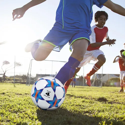 Miniatura 5 de Balón de fútbol Runleaps tamaño 1.5 y tamaño 3 y tamaño 4 y tamaño 5 para niños y adultos, pelotas de juguete con patrón de estrellas