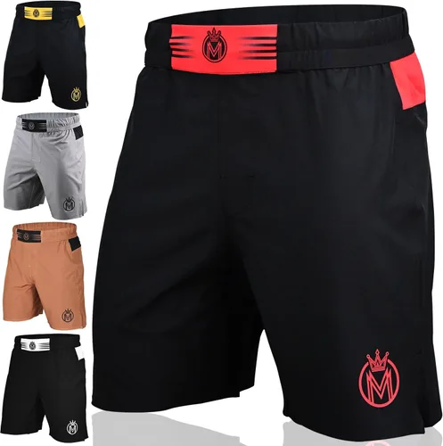 Miniatura 9 de Pantalones cortos de MMA y BJJ para hombre, UFC Grappling Fight Shorts para boxeo, kickboxing, Muay Thai 7 pulgadas entrenamiento cruzado Blanco