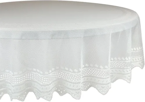 Miniatura 10 de DII Home Essentials 100% poliéster, lavable a máquina, Shabby Chic, mantel vintage o superposición de 63 pulgadas, redondo, encaje floral Negro