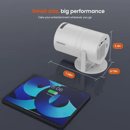 Miniatura 5 de Mini proyector con WiFi y Bluetooth, proyector de películas portátil con rotación de 180°, compatible con HD de 1080P, Keystone vertical automático