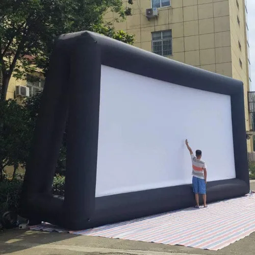 Miniatura 4 de fitnessandfun Gran pantalla de película inflable de 33 pies para exteriores, proyección frontal y trasera sin costuras, pantalla de proyector