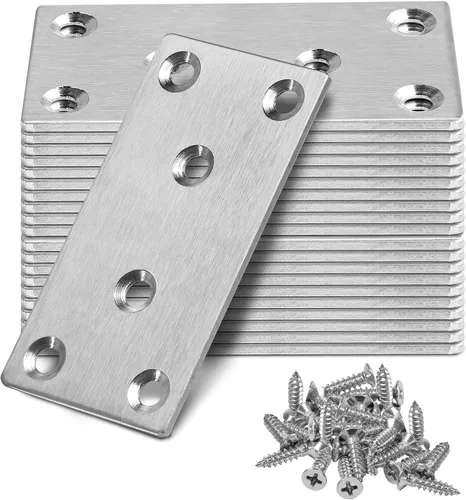 Miniatura 37 de Soporte plano de 1.575 x 0.630 x 0.079 in, soporte recto de acero inoxidable, soporte recto de metal, soporte recto negro, placa de unión