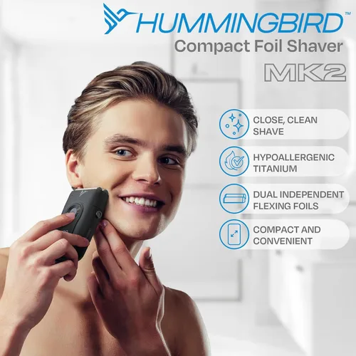 Miniatura 7 de HUMMINGBIRD MK2 - Afeitadora compacta de aluminio, sin rasguños, sin cortes, sin quemaduras por la maquinilla de afeitar para hombres, portátil USB