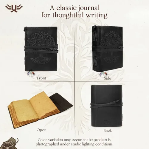 Miniatura 8 de Diario de cuero para mujeres y hombres, 200 páginas, 5 x 7 pulgadas, regalos para mujeres, diario de viaje, cuaderno de mujer, marcador de 7 chakras