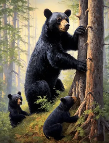LXTONG Kit de arte de diamantes de pintura de oso negro, arte de diamantes de taladro redondo completo 5D, pequeño oso negro de pintura por números,