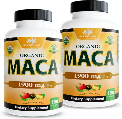 Miniatura 10 de Cápsulas veganas de maca orgánicas negro, rojo, amarillo, 0,003 oz por cápsula, 150 cápsulas, 100 % puro y natural sin OMG, energizante natural