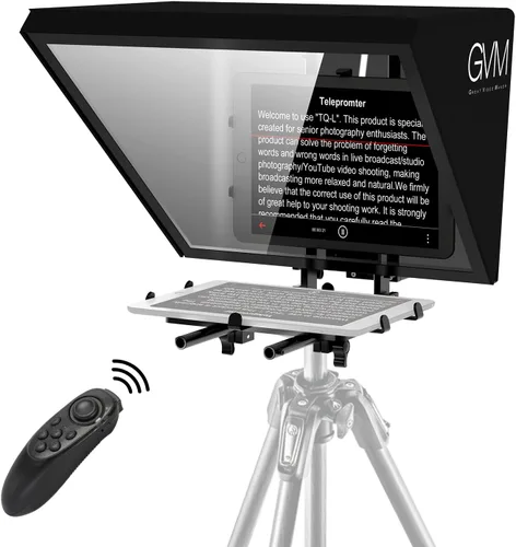 GVM Teleprompters para iPad Tablet DSLR Cámara portátil de 18 pulgadas con control remoto y aplicación, construcciones de aluminio sólido,