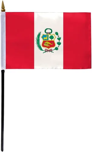 Miniatura 8 de AGAS - Mini Perú de 12 x 18 pulgadas con sello oficial de bandera de nailon pesado, ojales de latón y bordes de doble costura Bandera de Perú de 12