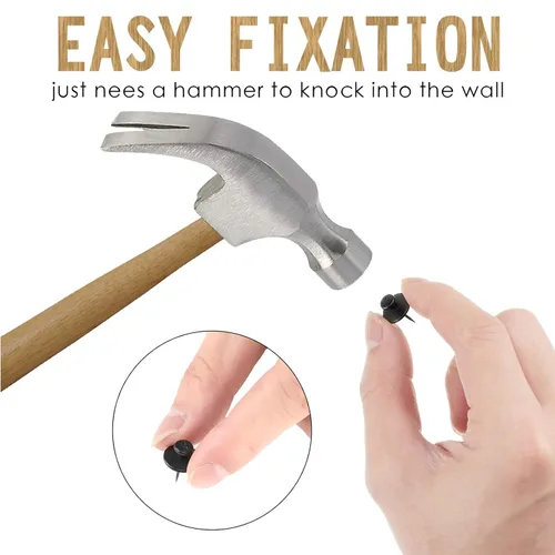 Miniatura 6 de Ganchos de pared para colgar fotos, ganchos de pared de doble cabeza, ganchos para colgar fotos, clavos, ganchos pequeños para colgar fotos, Negro