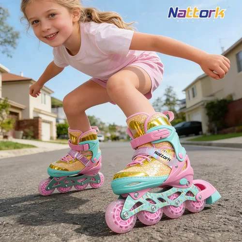 Miniatura 6 de Nattork Patines en línea para niños y niñas, patines ajustables con ruedas iluminadas para edades de 3 a 12 años, el mejor regalo de cumpleaños